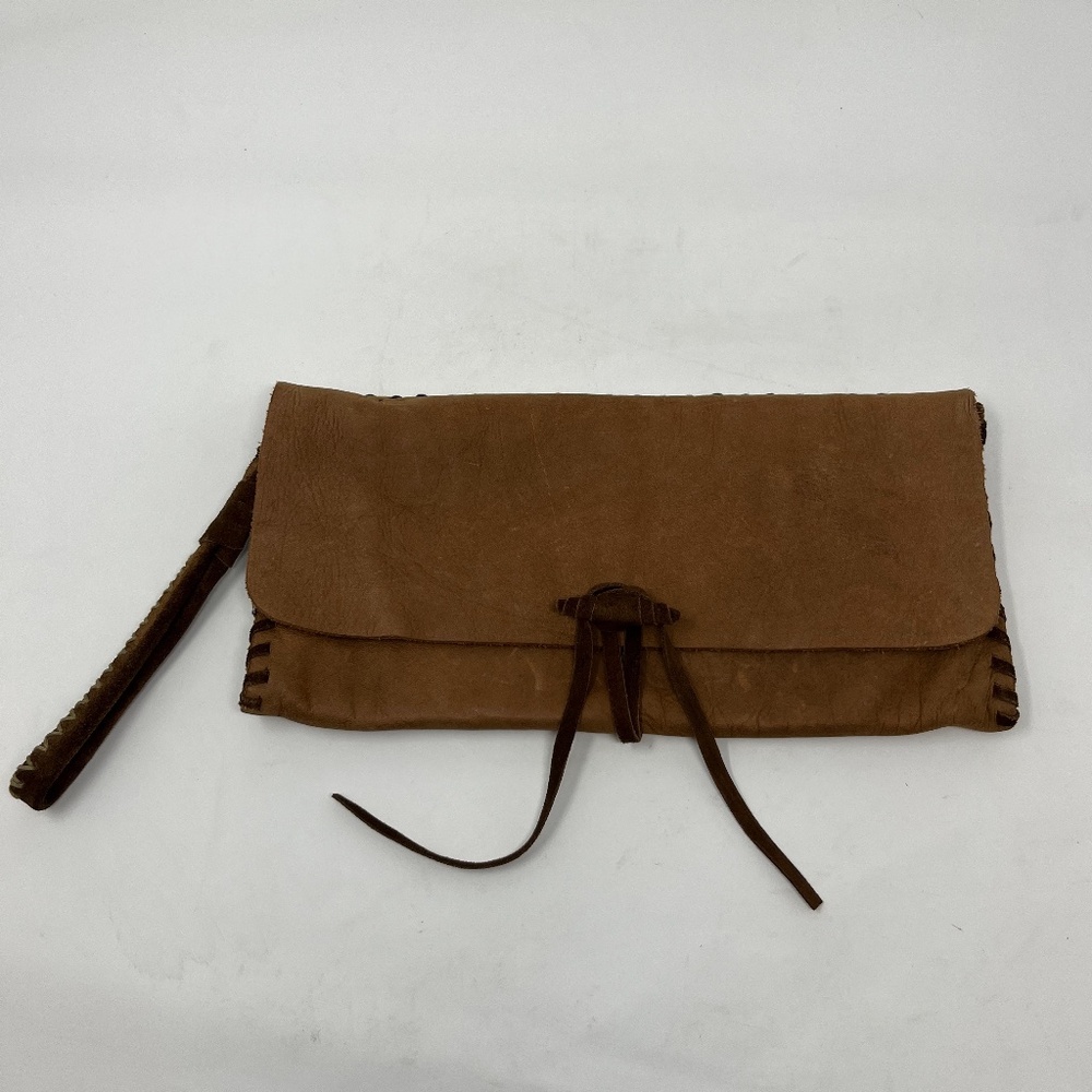 49 Square Miles Leather Clutch Wristlet Brown